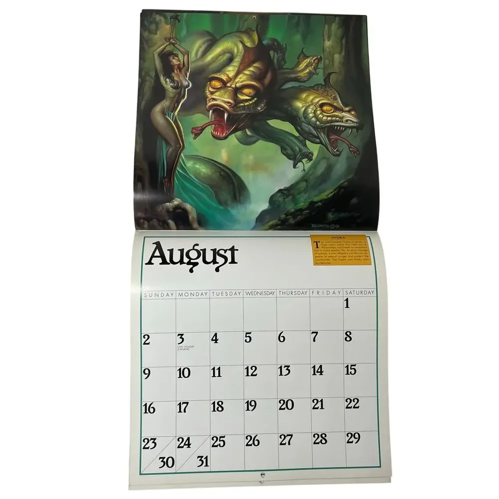 1992 Boris Vallejo Mythology Calendar Unused same dates again in leap year 2048